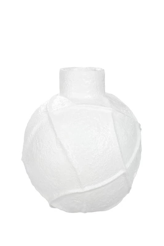 GILDE Linhas Vase Made of Resin – Textured – White – Height 38 cm x Diameter 34 cm – Decorative Vase