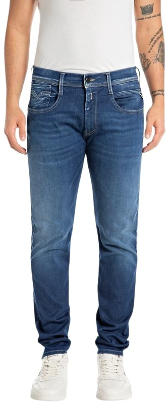 REPLAY Adult M914 Anbass Hyperflex Jeans, Medium Blue 009-7, 34W / 34L