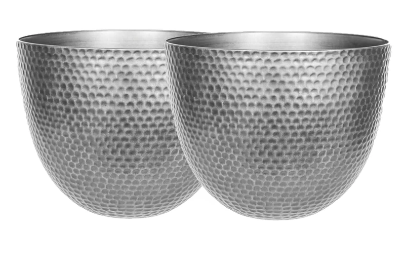 Lightweight Recycled Plastic Garden Pot Planter with Drainage Holes | UV Resistant & Frostproof | 2 x Urban Elements Effect Large Pot (Gun Metal