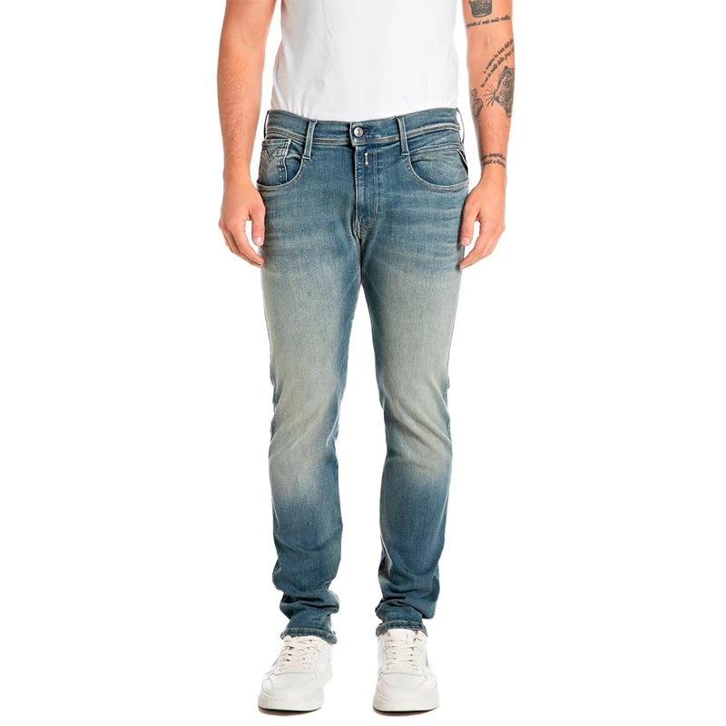 Replay Herren Jeans Anbass Slim-Fit Hyperflex mit Stretch, Blau (Medium Blue 009-5), 33W / 36L