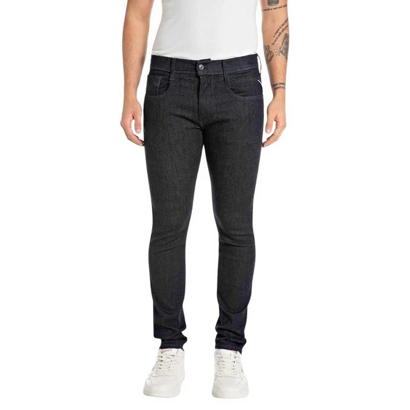 REPLAY Herren Jeans Anbass Slim-Fit Hyperflex Forever Dark mit Stretch, Blau (Dark Blue 007-1), 30W / 34L
