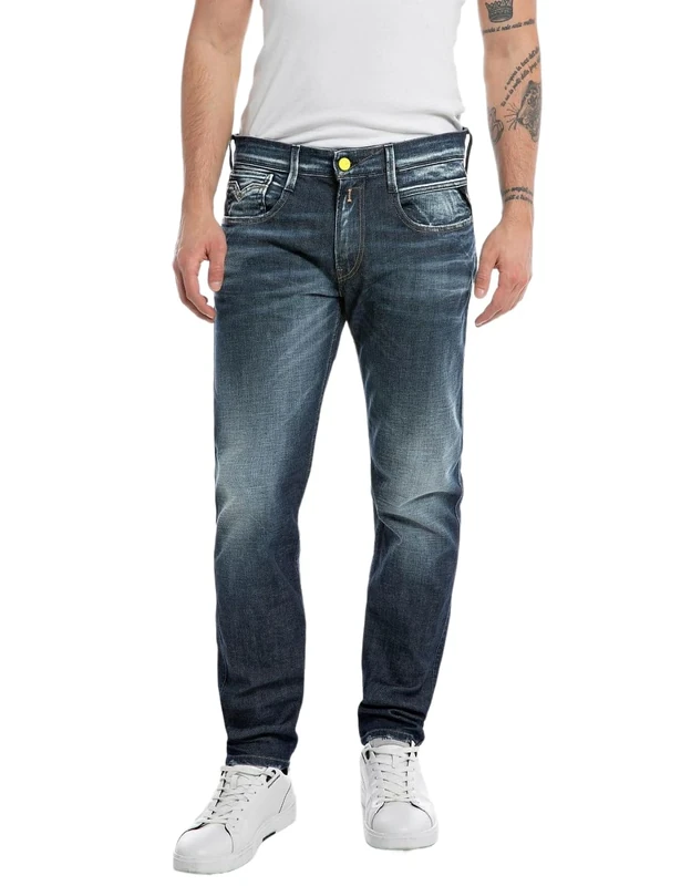 REPLAY Adult M914 Anbass Hyperflex Jeans, Dark Blue 007-5, 34W / 34L