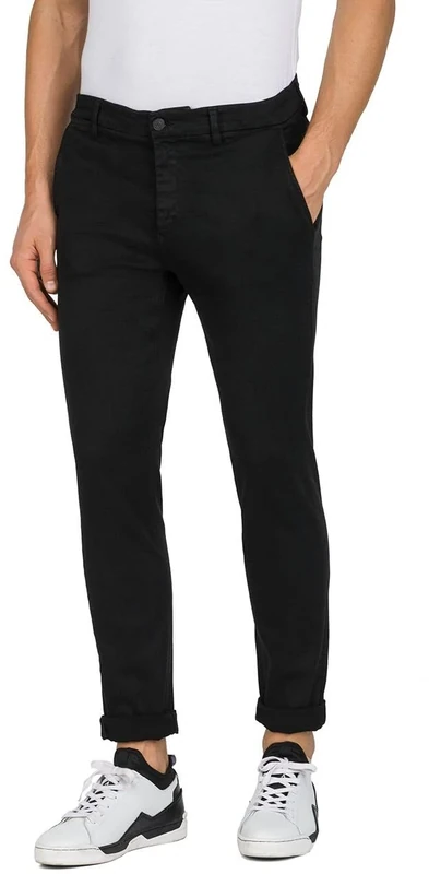 REPLAY Men's Chino Zeumar Slim-Fit Hyperflex X-Lite with Stretch, Black (Black 040-1), 32W / 34L