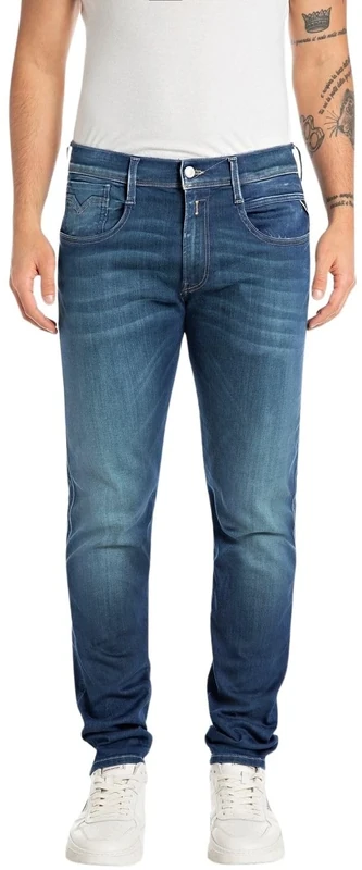 Replay Herren Jeans Anbass Slim-Fit Hyperflex mit Stretch, Blau (Medium Blue 009-6), 27W / 32L