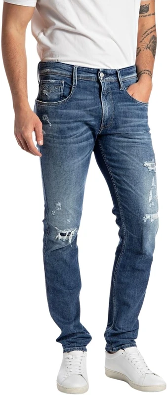 REPLAY Herren Jeans Anbass Slim-Fit Bio, Blau (Medium Blue 009), 28W / 32L
