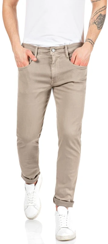 REPLAY Herren Jeans Anbass Slim-Fit Hyperflex Colour X-Lite mit Stretch, Braun (Sand 020-1), 34W / 30L