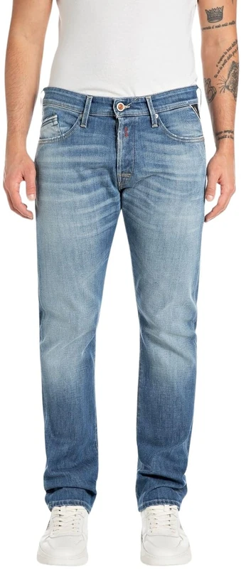 REPLAY Herren Jeans Waitom Regular-Fit, Blau (Medium Blue 009-3), 28W / 30L