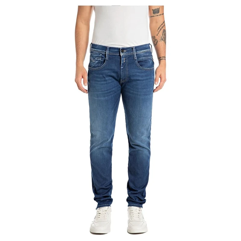 Replay Herren Jeans Anbass Slim-Fit Hyperflex mit Stretch, Blau (Medium Blue 009-7), 31W / 32L