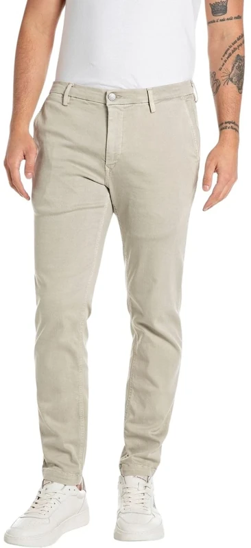 REPLAY Herren Chino Zeumar Slim-Fit Hyperflex X-Lite mit Stretch, Grau (Moon Grey 604), 32W / 30L