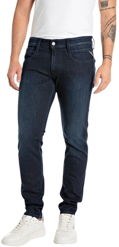 REPLAY Herren Jeans Anbass Slim-Fit Hyperflex mit Stretch, Blau (Dark Blue 007-5), 32W / 34L