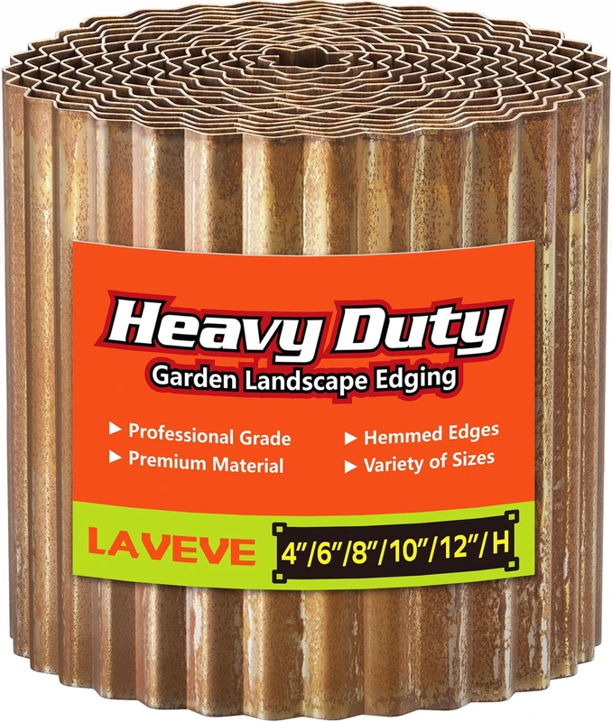 LAVEVE Corrugated Metal Garden Edging 6" x 40Ft, Landscape Edging Border for Lawn, Flower Bed, Garden Fence, Paver Edging (Pre-Rusted)