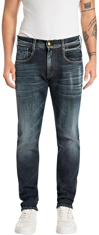 REPLAY Adult M914 Anbass Jeans, Dark Blue 007-4, 28W / 34L