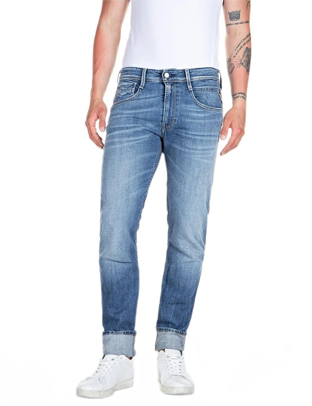 Replay Herren Jeans Anbass Slim-Fit, Blau (Medium Blue 009-4), 40W / 34L