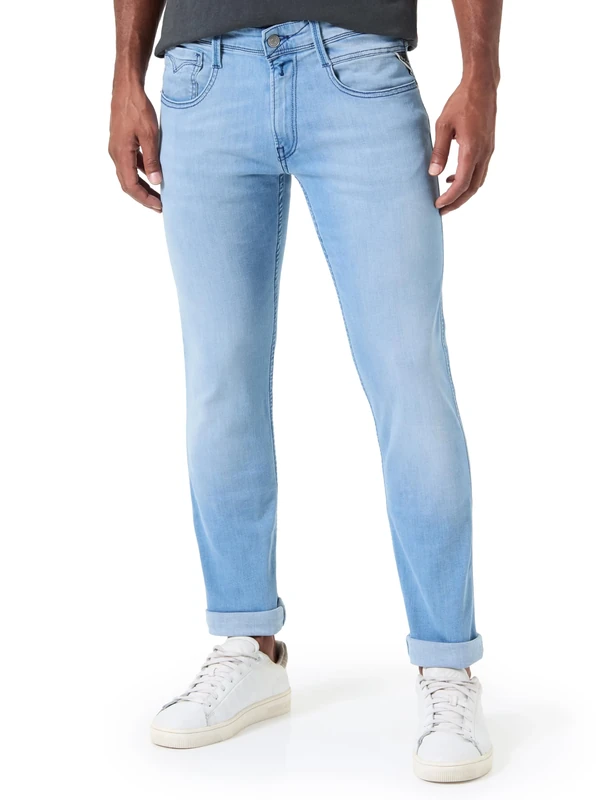 REPLAY Adult M914 Anbass Power Stretch Jeans, Light Blue 010-1, 36W / 30L