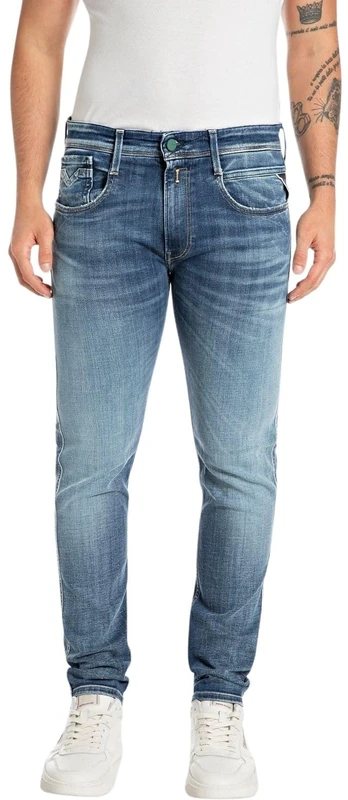 Replay Herren Jeans Anbass Slim-Fit, Blau (Medium Blue 009-4), 33W / 34L