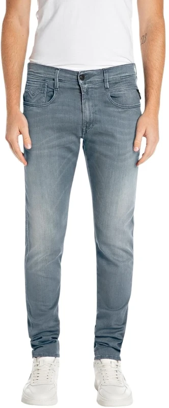REPLAY Herren Jeans Anbass Slim-Fit Hyperflex mit Stretch, Grau (Medium Grey 096-2), 40W / 36L