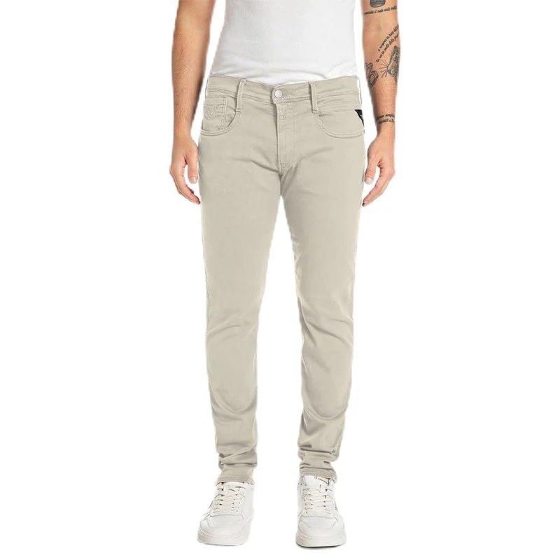 Replay Herren Jeans Anbass Slim-Fit Hyperflex Colour X-Lite mit Stretch, Grau (Moon Grey 604-1), 33W / 34L