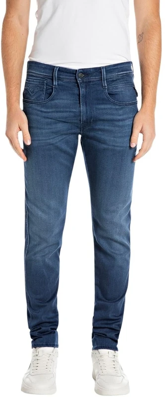 REPLAY Adult M914 Anbass X-Lite Jeans, Dark Blue 007, 28W / 34L