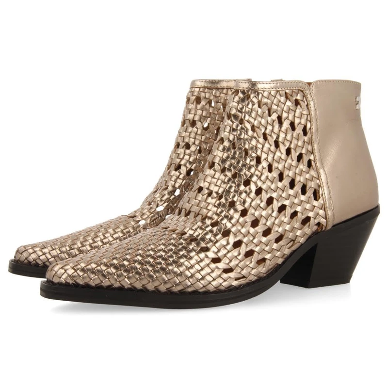 GIOSEPPO Crawford Leather Heeled Braided Cowboy Boots, Lead, 6 UK