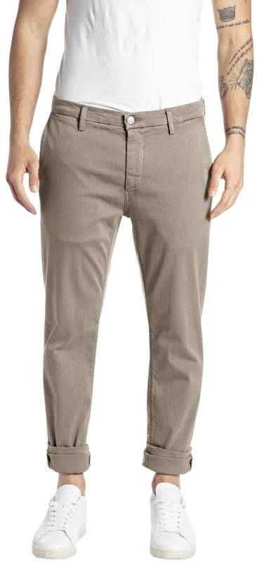 Replay Herren Chino Zeumar Slim-Fit Hyperflex X-Lite mit Stretch, Braun (Sand 020-1), 28W / 30L