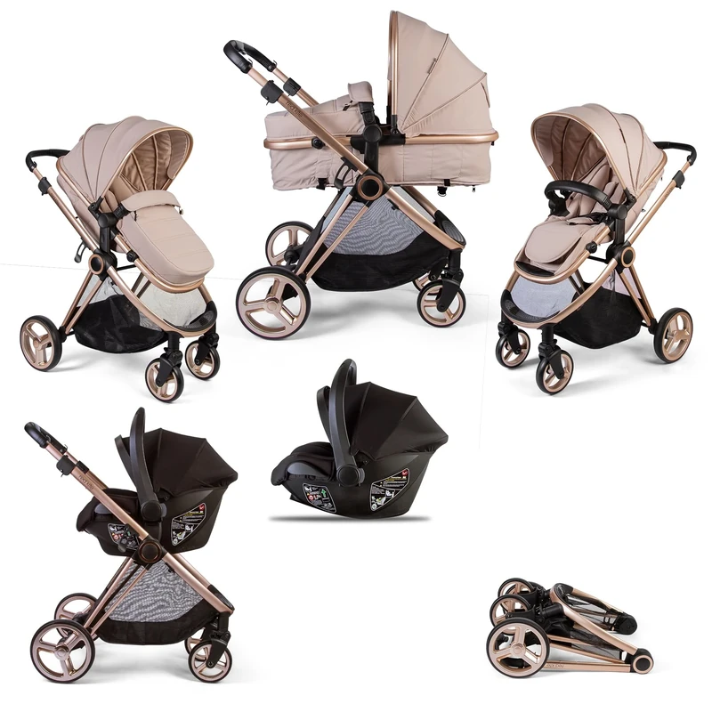 Red Kite Push Me Pace i 3 in 1 Travel System Including i-Size Infant Carrier Car Seat - Latte (105.5cm x 59cm x 92cm) - Image 1