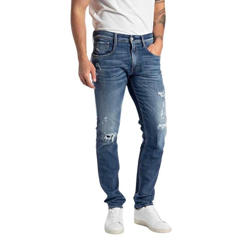 REPLAY Herren Jeans Anbass Slim-Fit Bio, Blau (Medium Blue 009), 33W / 30L
