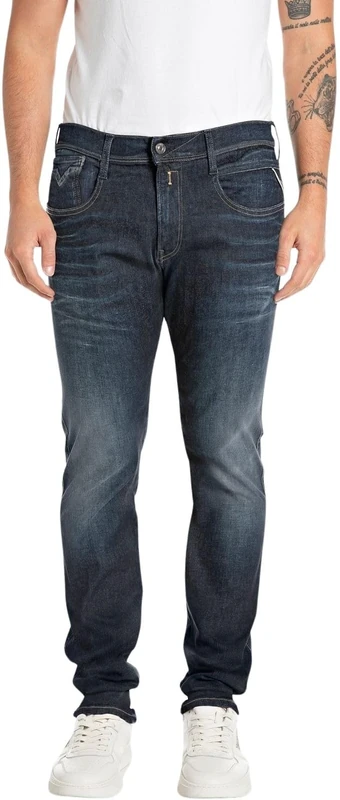 Replay Herren Jeans Anbass Slim-Fit Hyperflex mit Stretch, Blau (Dark Blue 007-6), 27W / 30L