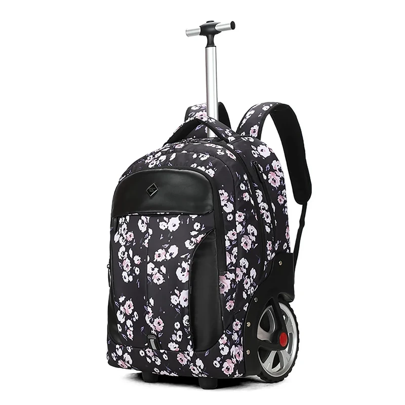 WMHYLYH 20/22IN Waterproof Rolling Backpack, Flower, 20 inches, Simplicity