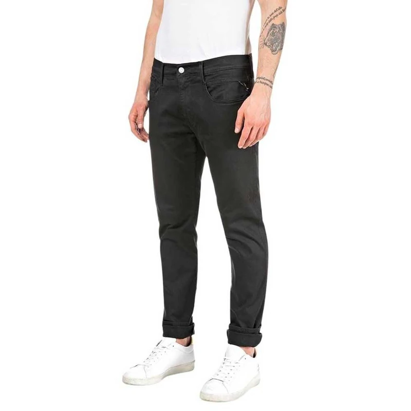 REPLAY Herren Jeans Anbass Slim-Fit Hyperflex Colour X-Lite mit Stretch, Schwarz (Black 040-2), 30W / 32L