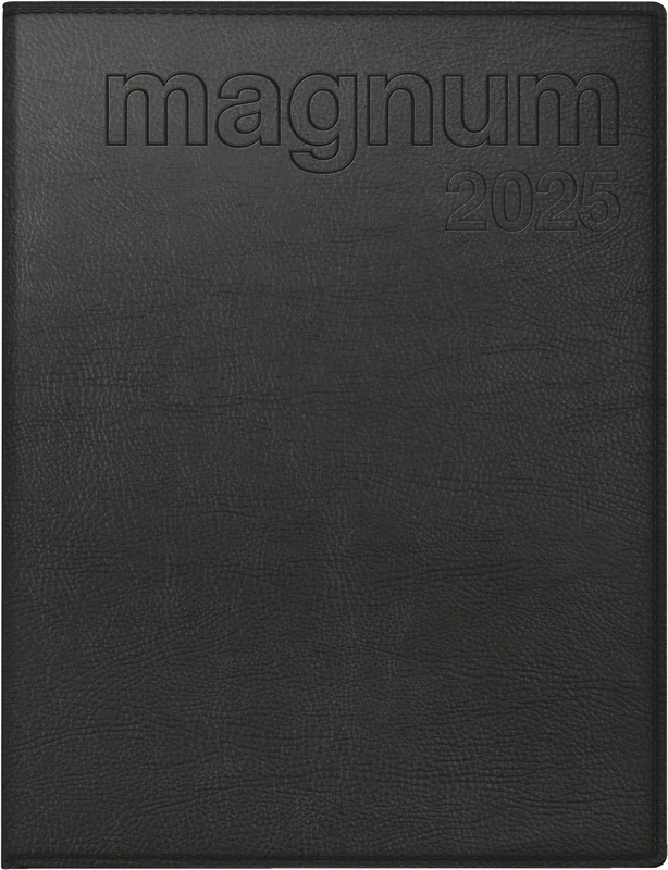 rido/idé Book Calendar Model Magnum (2025), 2 Pages = 1 Week, 183 × 240 mm, 144 Pages, Faux Leather Cover Prestige, Black