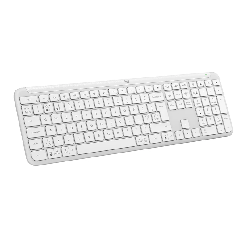 Logitech Signature Slim K950 Wireless Keyboard, Sleek Design, Switch Typing Between Devices, Quiet Typing, Bluetooth, Multi-OS, Windows, Mac, Chrome, QWERTY UK Layout, White