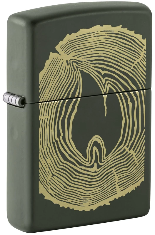 Zippo Windproof Lighter, Wood Ring Design – Matt Green, Laser Engraving – Refillable, Reusable, Windproof Design – Comes in Gift Box – Made in USA