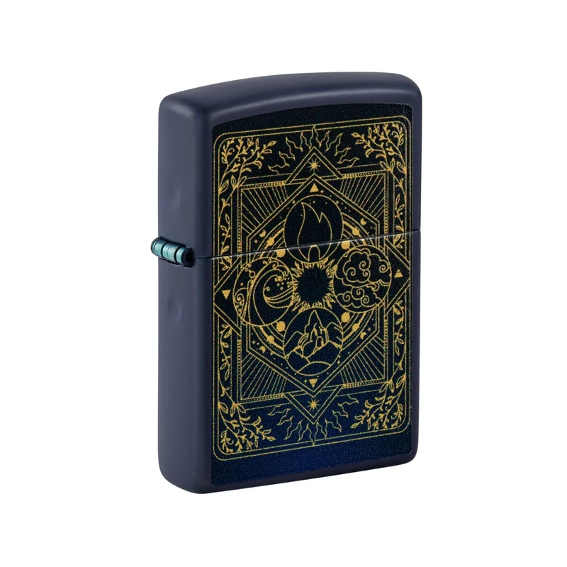 Zippo Windproof Lighter, Elements Design – Matt Navy Blue, Colour Image – Refillable, Reusable, Windproof Design – Comes in Gift Box – Made in USA