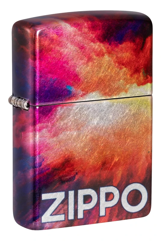Zippo Windproof Lighter - Tie Dye Multicolor - 540 Fusion Print, Tumbled Chrome - Refillable - Reusable - Windproof Design - Gift Box - Metal - Made in USA