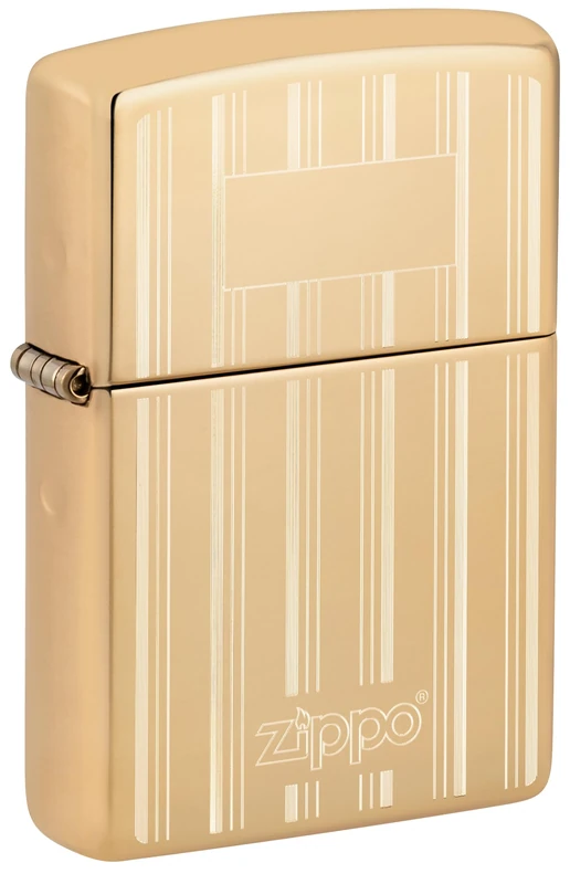 Zippo Windproof Lighter - Luxury Logo, High Polish Brass, Auto Engraving - Refillable - Reusable - Windproof Design - Gift Box - Made in USA