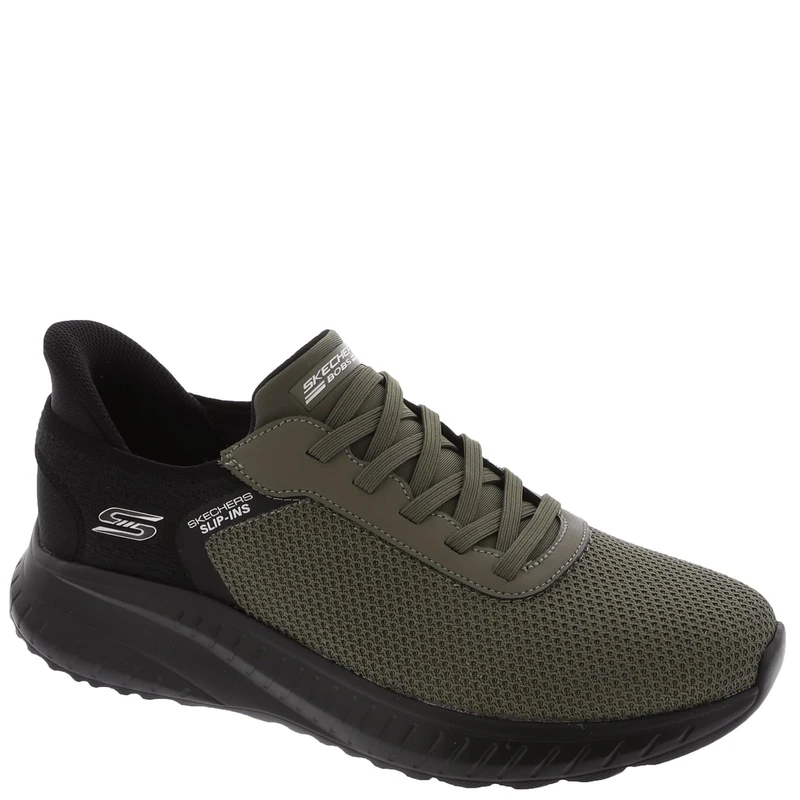 Skechers Men's Hands Free Slip-ins Squad Chaos-Balanced Edge Sneaker, Olive, 8.5 UK