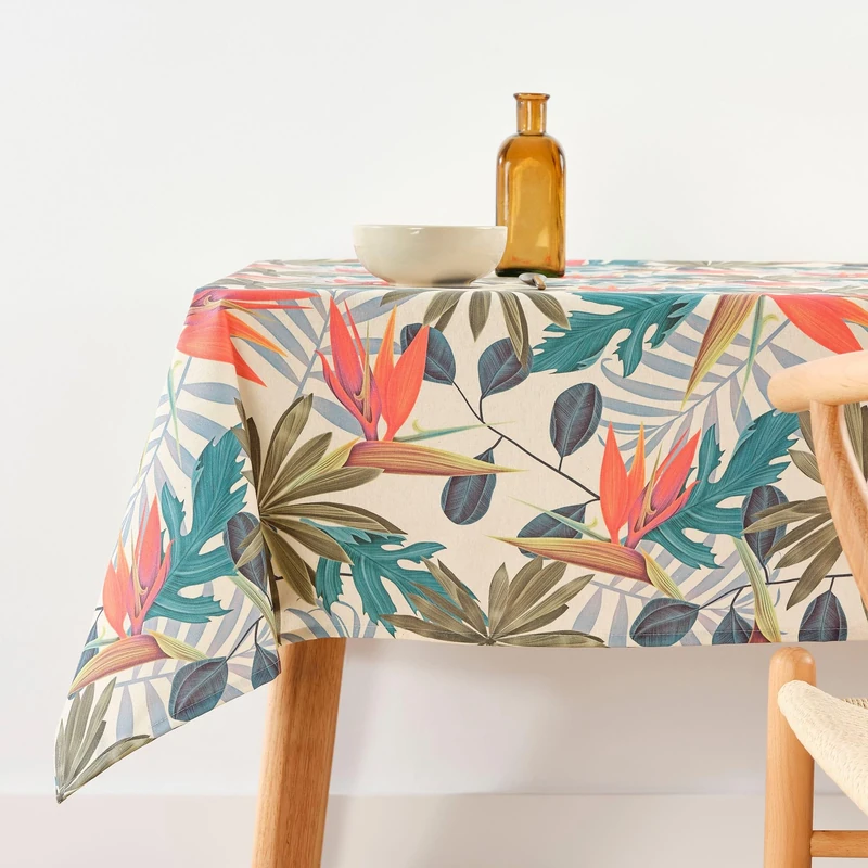BELUM | Stain Resistant Tablecloth Size 300 x 140 cm - Extra Soft Touch Tablecloth Colour Multicolor - Tablecloth 100% Made in Spain Fabric 100% Organic Cotton - Tablecloth Model 0120-388