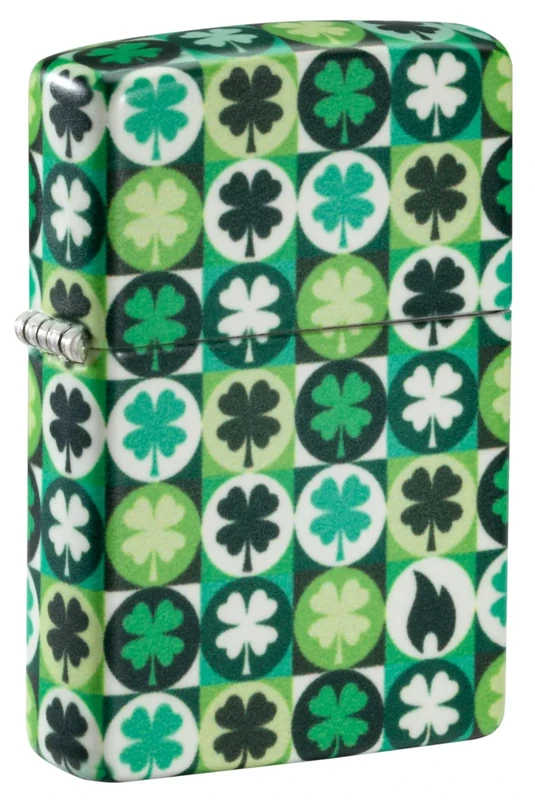 Zippo Windproof Lighter - Clover Model with Shamrocks - Green 540 Color, Glow-in-the-Dark - Refillable - Reusable - Windproof Design - Gift Box - Made in USA