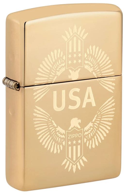 Zippo Windproof Lighter, USA Design – High Polished Brass, Lustre Finish – Refillable, Reusable, Windproof Design – Comes in Gift Box – Made in USA