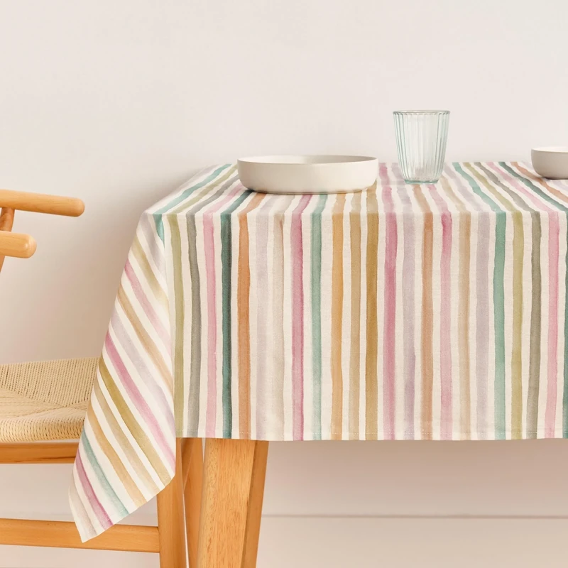 BELUM | Stain Resistant Tablecloth Size 180 x 250 cm - Extra Soft Touch Colour Multicolor - 100% Made in Spain, 100% Organic Cotton Fabric - Model Naiara 4-100