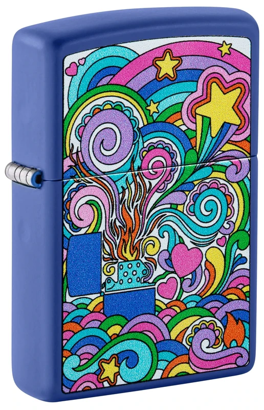 Zippo Windproof Lighter, Abstract Zippo Design – Matt Royal Blue, Colour Image – Refillable, Reusable, Windproof Design – Comes in Gift Box – Made in USA