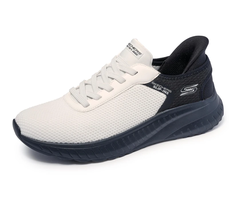 Skechers Men's Hands Free Slip-ins Bobs Squad Chaos-Balanced Edge Sneaker, Black White, 9 UK