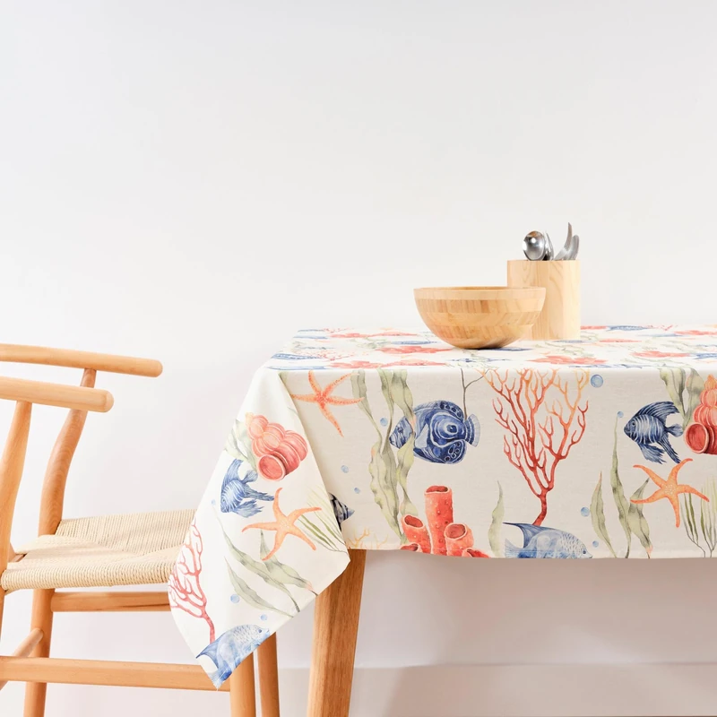 BELUM | Stain Resistant Tablecloth Size 240 x 155 cm - Extra Soft Touch Tablecloth Colour Multicolor - Tablecloth 100% Made in Spain Fabric 100% Organic Cotton - Tablecloth Model 0120-413