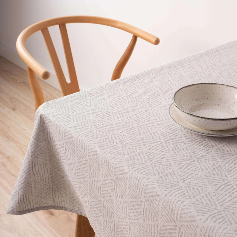 BELUM 31990C Stain-Resistant Jacquard Tablecloth Size 240 x 155 cm Extra Soft Touch Grey Fabric 70% Cotton 30% Polyester