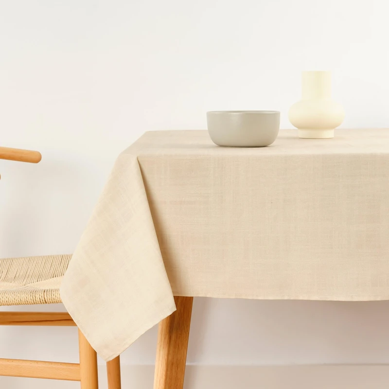 BELUM | Stain Resistant Tablecloth Size 300 x 155 cm - Extra Soft Touch Tablecloth - Medium Beige - Tablecloth 100% Made in Spain Fabric 100% Organic Cotton - Plain Model Tablecloth