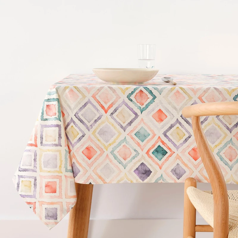 BELUM | Stain Resistant Tablecloth Size 300 x 140 cm - Extra Soft Touch Tablecloth Colour Multicolor - Tablecloth 100% Made in Spain Fabric 100% Organic Cotton - Tablecloth Model 0120-364