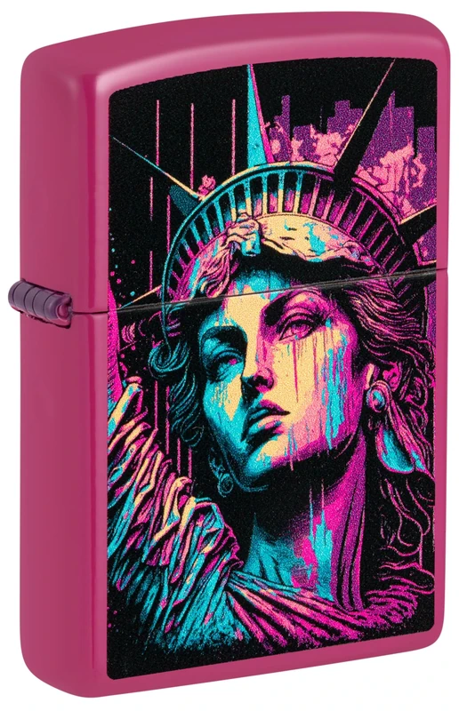 Zippo Windproof Lighter - American Lady - Pink Frequency Finish, Colour Image - Refillable - Reusable - Windproof Design - Gift Box - Metal - Made in USA