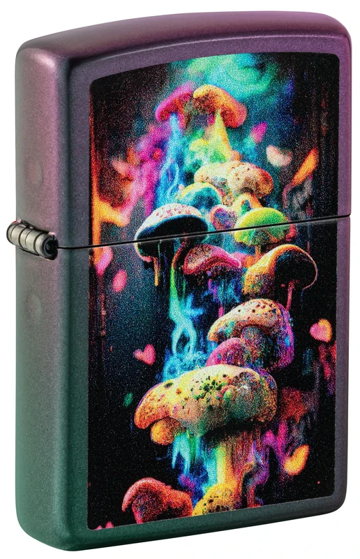 Zippo Windproof Lighter - Mushrooms - Purple Iridescent Finish, Colour Image - Refillable - Reusable - Windproof Design - Gift Box - Metal - Made in USA