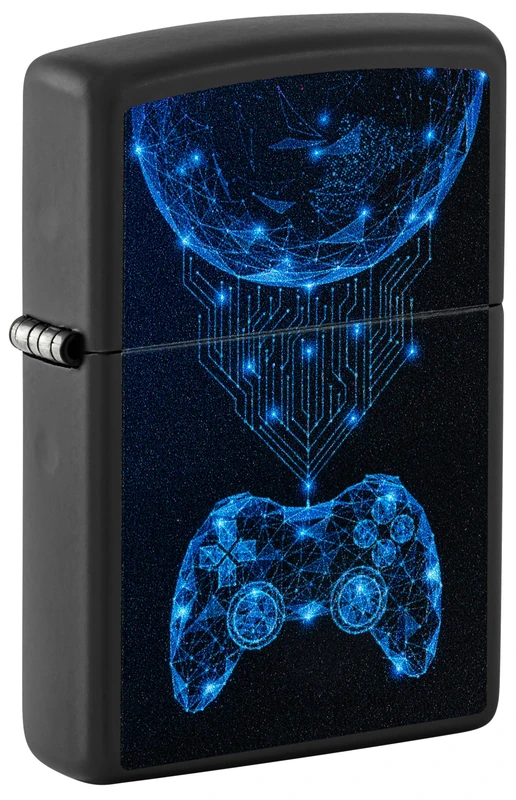 Zippo Windproof Lighter - Gaming Model - Black Matte Finish with Colour Image - Refillable - Reusable - Windproof Design - Gift Box - Made in USA