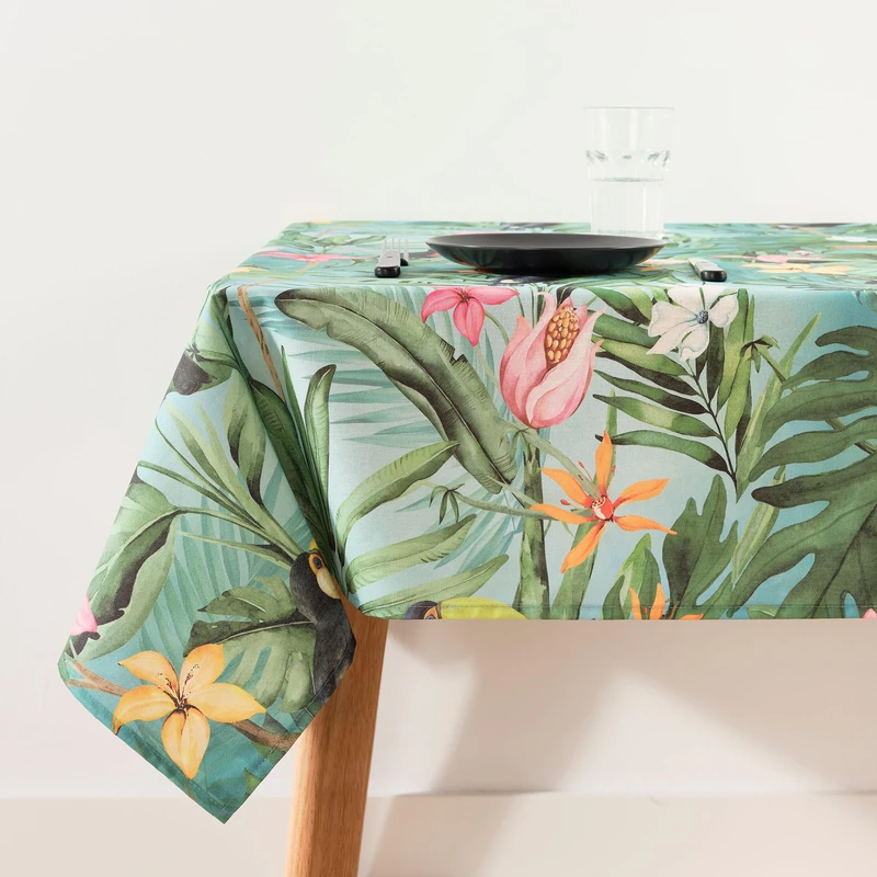 BELUM | Stain Resistant Tablecloth Size 300 x 155 cm - Extra Soft Touch Tablecloth Colour Multicolor - Tablecloth 100% Made in Spain Fabric 100% Organic Cotton - Tablecloth Model 0120-416
